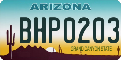 AZ license plate BHP0203
