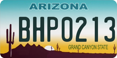 AZ license plate BHP0213