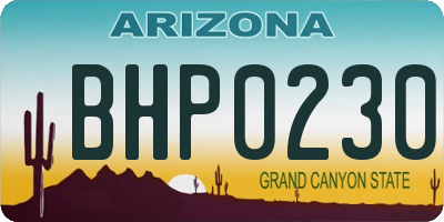 AZ license plate BHP0230