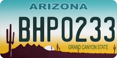 AZ license plate BHP0233