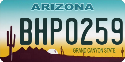 AZ license plate BHP0259