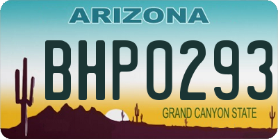 AZ license plate BHP0293