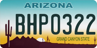 AZ license plate BHP0322