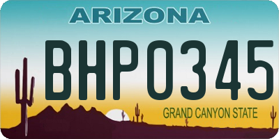 AZ license plate BHP0345