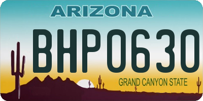 AZ license plate BHP0630