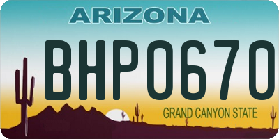 AZ license plate BHP0670