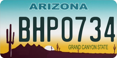 AZ license plate BHP0734