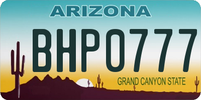 AZ license plate BHP0777