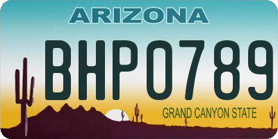 AZ license plate BHP0789
