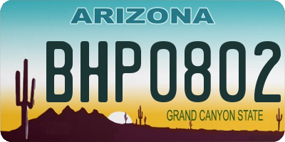 AZ license plate BHP0802