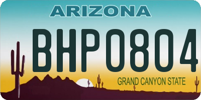 AZ license plate BHP0804