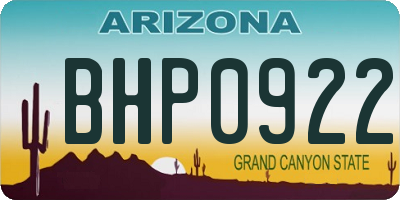 AZ license plate BHP0922
