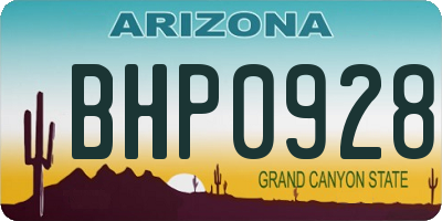 AZ license plate BHP0928