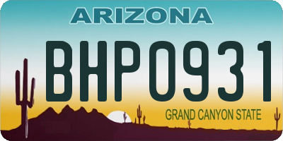 AZ license plate BHP0931