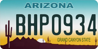 AZ license plate BHP0934