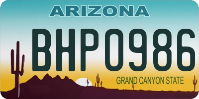AZ license plate BHP0986
