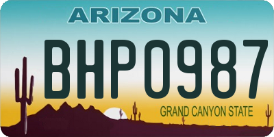 AZ license plate BHP0987