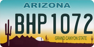 AZ license plate BHP1072