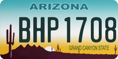 AZ license plate BHP1708