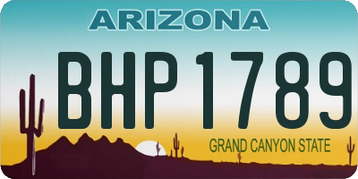 AZ license plate BHP1789