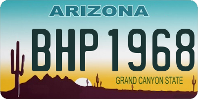 AZ license plate BHP1968
