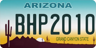 AZ license plate BHP2010