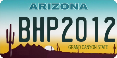 AZ license plate BHP2012