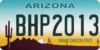 AZ license plate BHP2013
