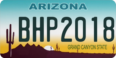 AZ license plate BHP2018