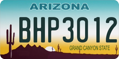 AZ license plate BHP3012
