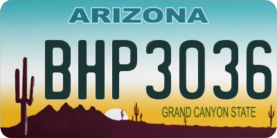 AZ license plate BHP3036