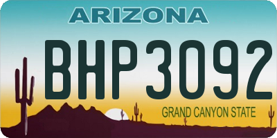 AZ license plate BHP3092