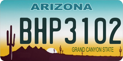 AZ license plate BHP3102