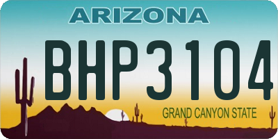AZ license plate BHP3104