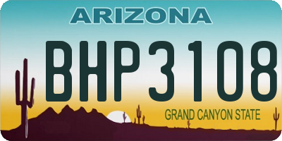 AZ license plate BHP3108