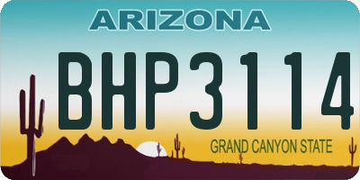 AZ license plate BHP3114
