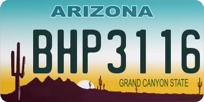 AZ license plate BHP3116
