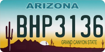 AZ license plate BHP3136