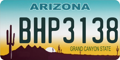 AZ license plate BHP3138