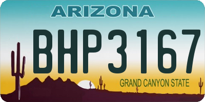 AZ license plate BHP3167