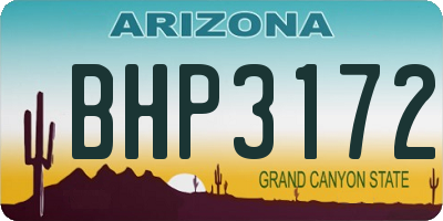 AZ license plate BHP3172