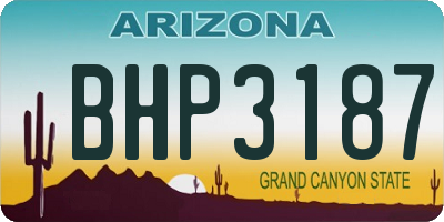 AZ license plate BHP3187