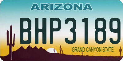 AZ license plate BHP3189