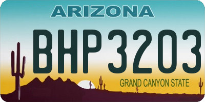AZ license plate BHP3203