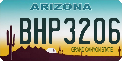 AZ license plate BHP3206