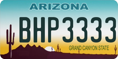 AZ license plate BHP3333