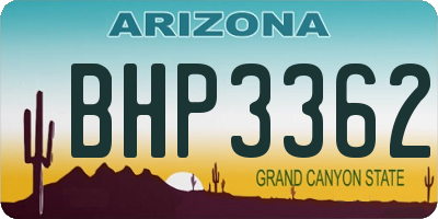 AZ license plate BHP3362