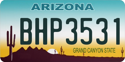 AZ license plate BHP3531