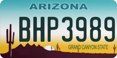 AZ license plate BHP3989
