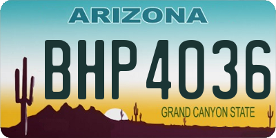 AZ license plate BHP4036